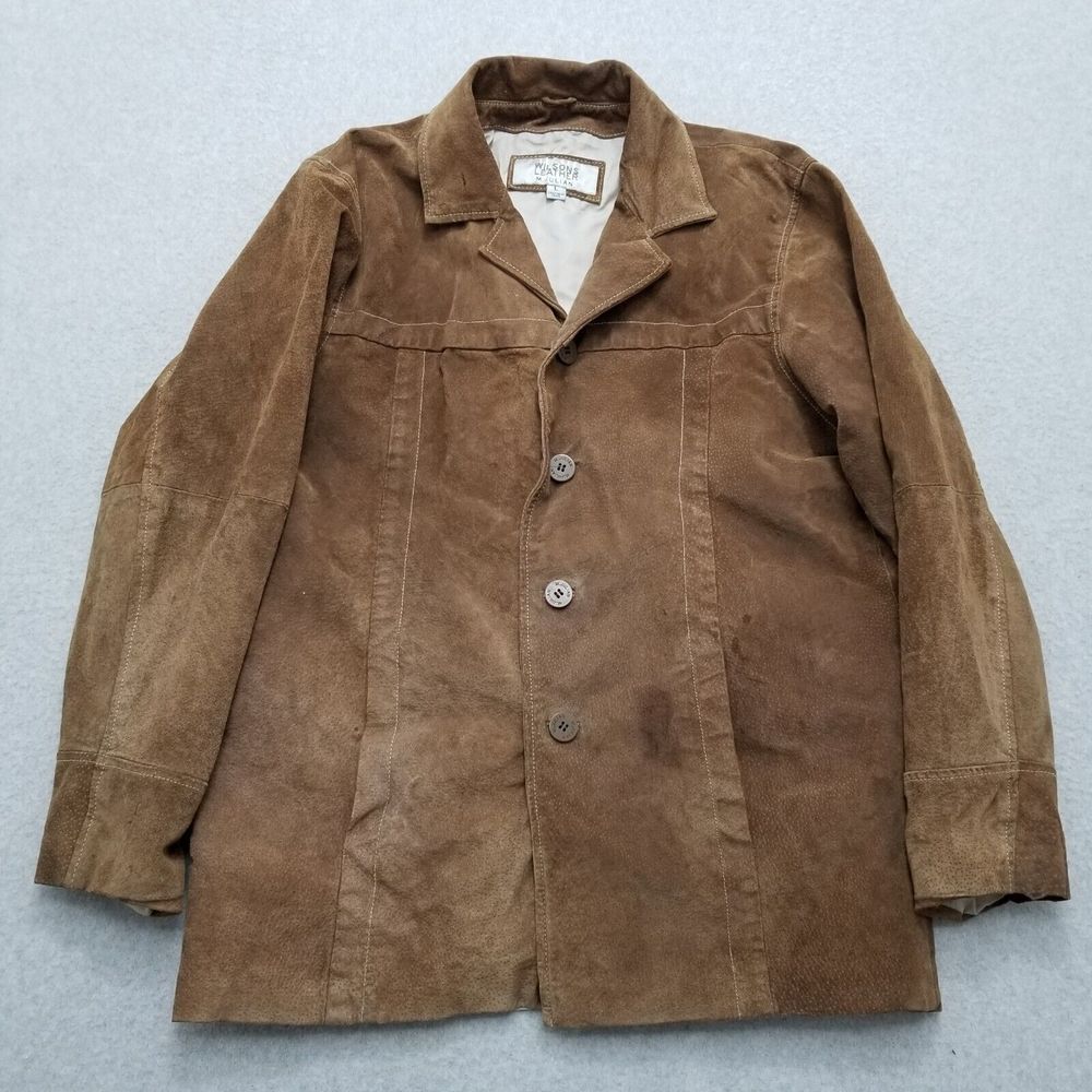 Wilson Leather Jacket Mens Large Brown Pockets‎ Buttons M Julian